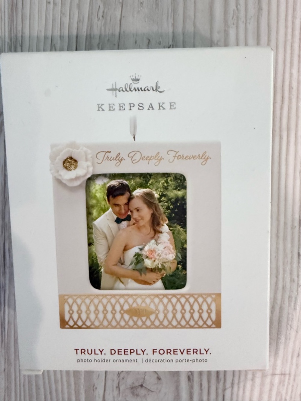 Hallmark White and Gold "Truly. Deeply. Foreverly." Keepsake Picture Frame 2019